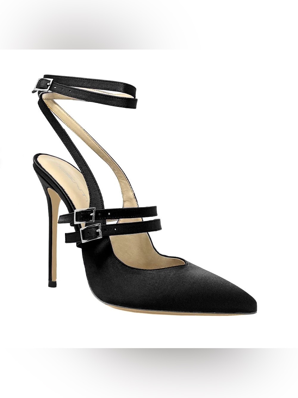 IDENTITA-Caroline-Black Satin Stiletto Heels-100mm (4") Heel | Size EU 44